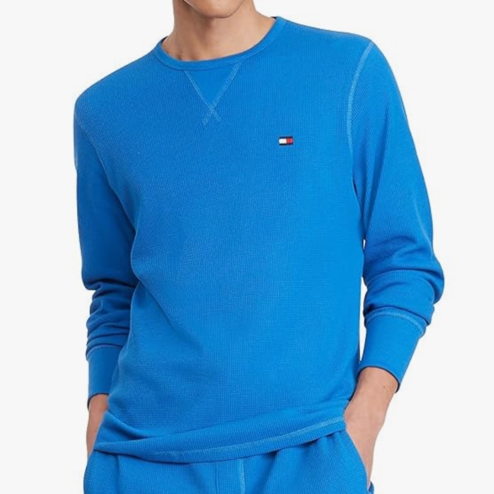 Tommy Hilfiger long sleeve thermal sleepwear shirt size XL NWT cotton blend blue